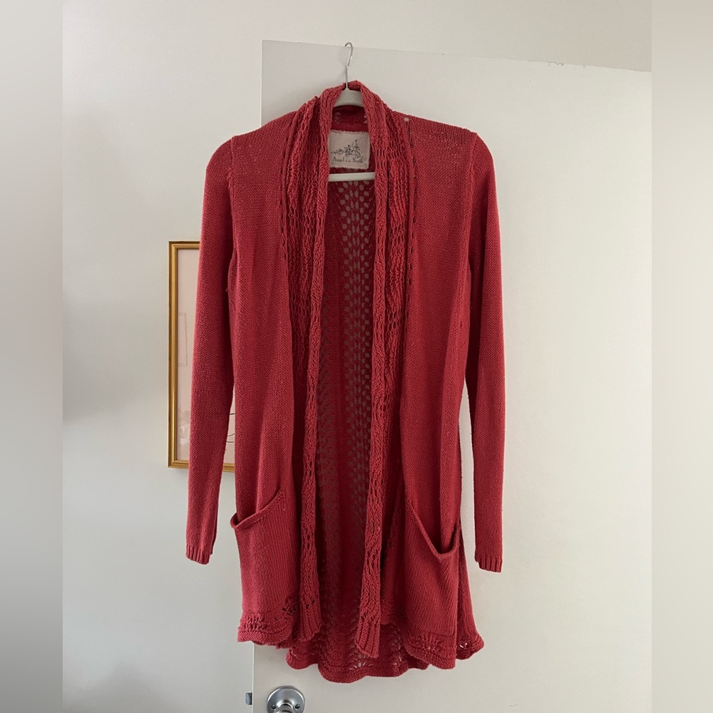 Angel of the North Anthropology lightweight summer cardigan Orange Boho